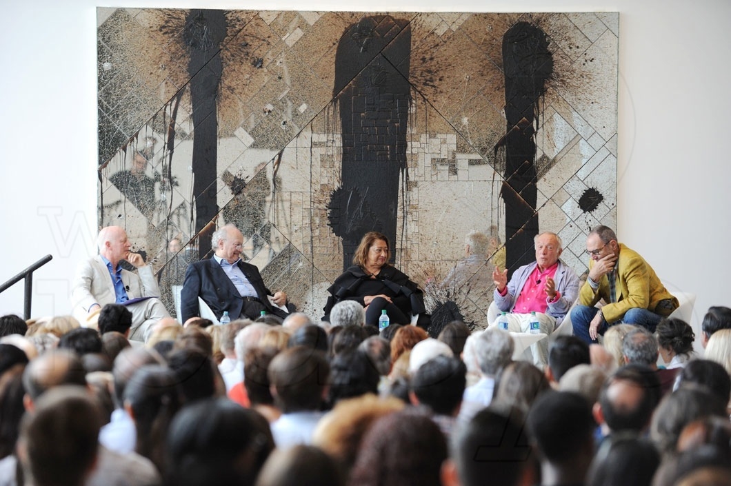 2-Paul Goldberger, Glenn Murcutt, Zaha Hadid, Richard Rogers, & Thom Mayne speaking8