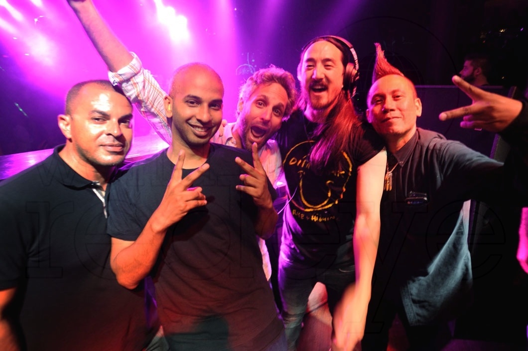 Sujit Kundu, Seth Browarnik, Steve Aoki, Errol Andam, & Friend