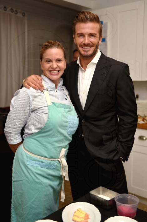 Michelle Bernstein & David Beckham at a private event for HAIG CLUB in Miami