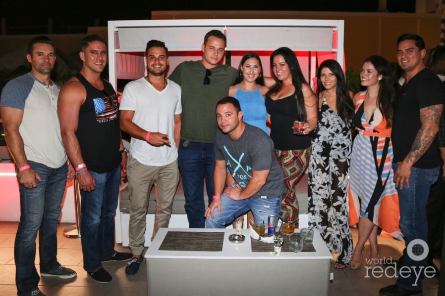 18.7-Miami Beach FL - November 12, 2015 Group Shot of Guest Hyatt Centric South Beach - Mack, Nick and Nina's Party with R.City Presented by iHeart Media. Photography by Viviana Puga